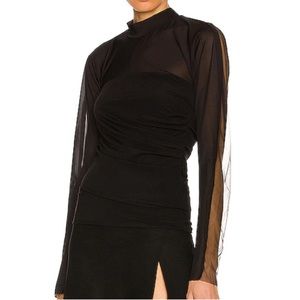 New HELMUT LANG Crepe Combo Sheer Top Size Large (Black)